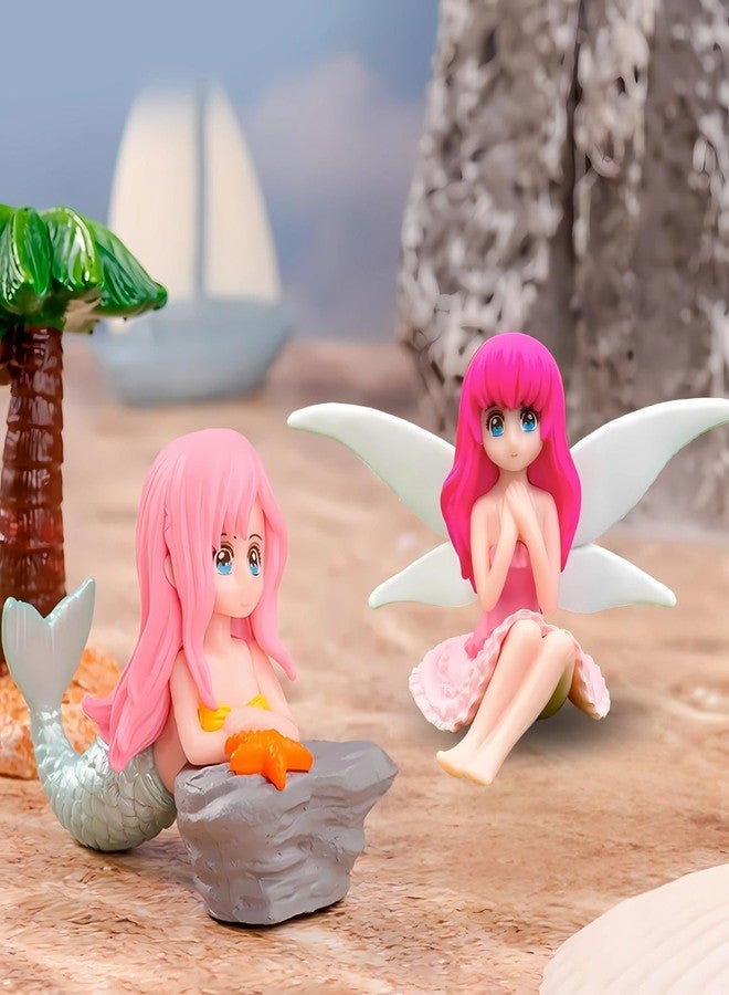 VAYINATO® (Pack of 2 (1-Fairy Mermaid & 1-Mermaid) Miniature Cute Resin Toys for Aquarium Fish Tank Decoration, Desk, Terrarium, Cake and Indoor DIY Decorations - Image 1
